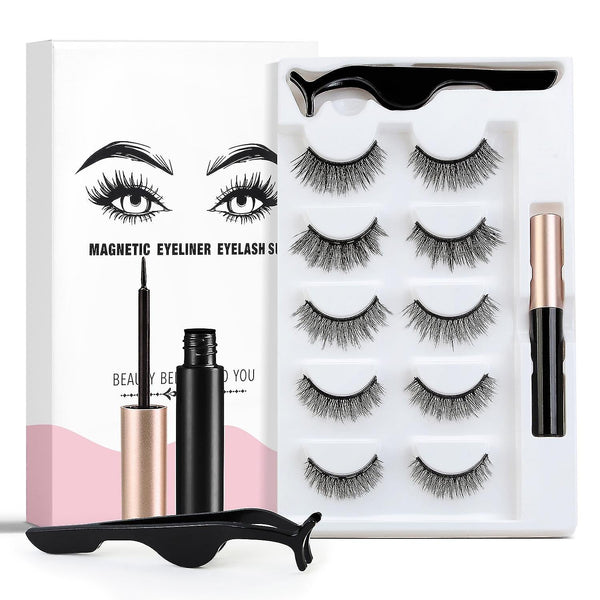 Pack Of 5 Magnetic Eyelashes With Glue Liner